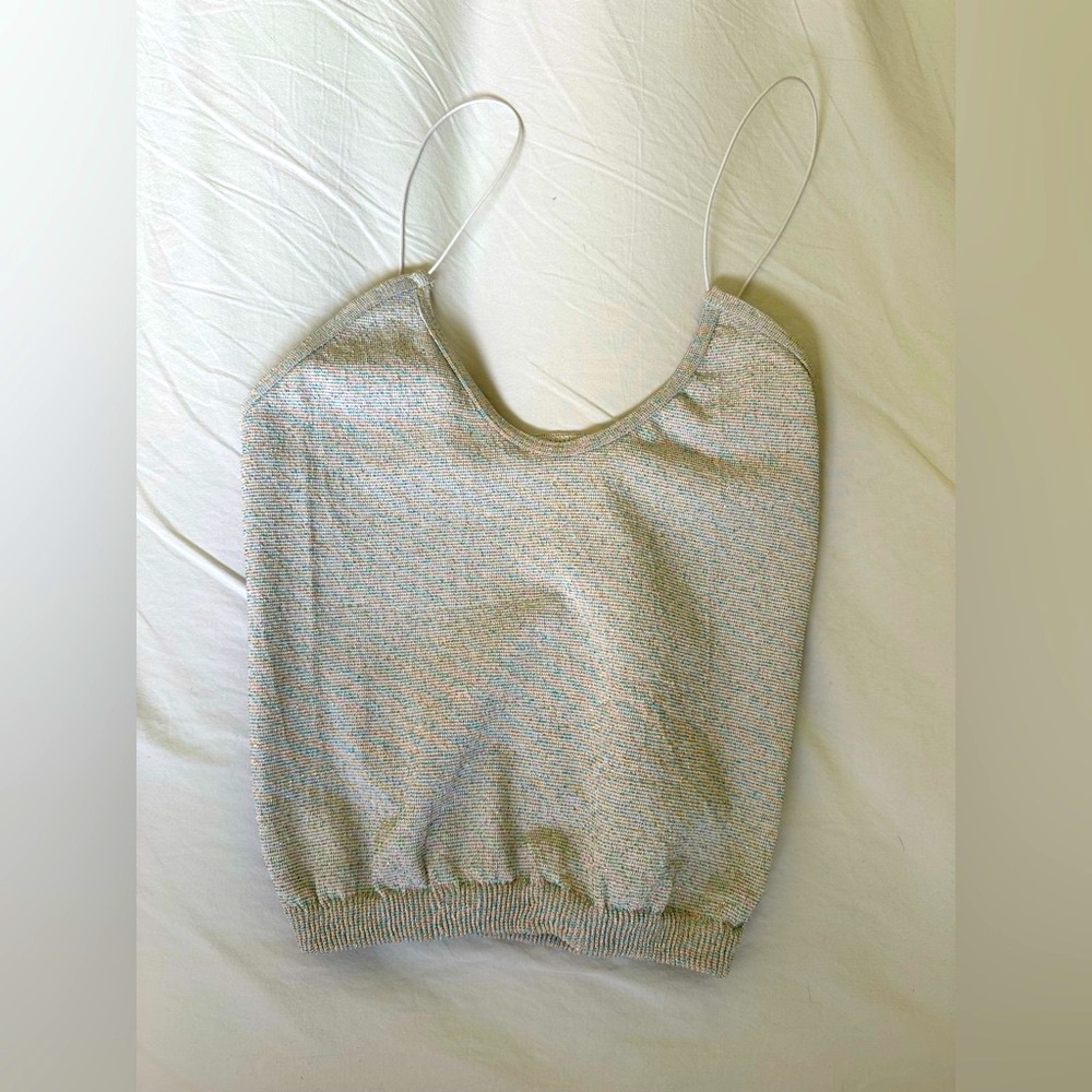 Free People Intimately Gray Shimmer Skinny Strap Camisole - XS/S